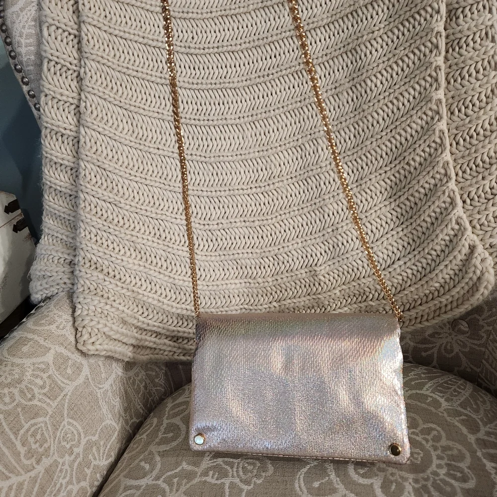 Street Level Crossbody Metallic Handbag Plain or Chain Straps Dress Up or Down